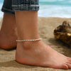 Women's Simple Bohemian Adjustable Fake Pearl Beaded Anklet Geometric Beach Foot Jewelry Fashion Gift
