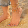 Women's Simple Bohemian Geometric Titanium Steel Colorful Rice Beads Anklet