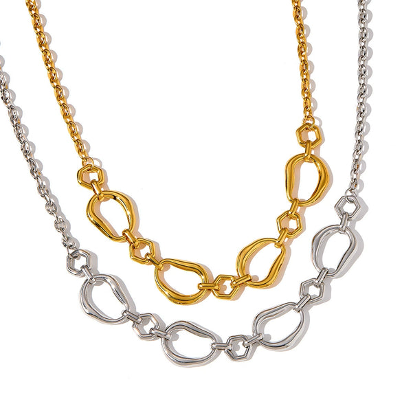 Women's Simple Casual Stainless Steel Necklace With 18K Gold Vacuum Plating And Geometric Pendant Design