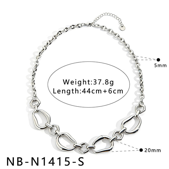 Women's Simple Casual Stainless Steel Necklace With 18K Gold Vacuum Plating And Geometric Pendant Design