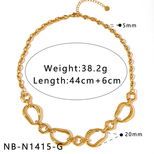 Women's Simple Casual Stainless Steel Necklace With 18K Gold Vacuum Plating And Geometric Pendant Design