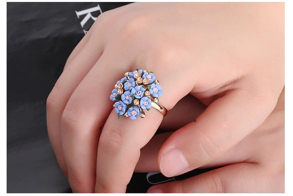 Women's Simple Ceramic Flower Ring Fashion Floral Statement Ring For Wholesale Jewelry