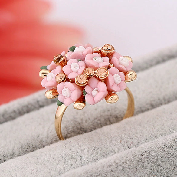 Women's Simple Ceramic Flower Ring Fashion Floral Statement Ring For Wholesale Jewelry