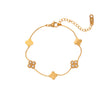 Women's Simple Clover Bracelet Set In Titanium Steel With Real Gold Plated Finish