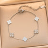 Women's Simple Clover Bracelet Set In Titanium Steel With Real Gold Plated Finish
