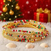 Women's Simple Copper Beaded Cross Bracelet With Geometric Design Electroplated Elastic Stackable Fashion Bracelet