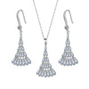 Women's Simple Copper Earrings And Necklace Set With Artificial Zircon Diamond Design Long Tassel Fan Pendant O Chain Jewelry Set