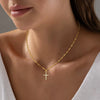 Women's Simple Copper Plated Cross Necklace With Regular Chain Electroplated Clavicle Pendant Jewelry