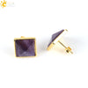 Women's Simple Crystal Pyramid Cone Earrings With Natural Stone Look Electroplated Fashion Jewelry