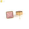 Women's Simple Crystal Pyramid Cone Earrings With Natural Stone Look Electroplated Fashion Jewelry