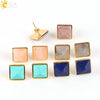 Women's Simple Crystal Pyramid Cone Earrings With Natural Stone Look Electroplated Fashion Jewelry