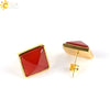 Women's Simple Crystal Pyramid Cone Earrings With Natural Stone Look Electroplated Fashion Jewelry