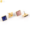 Women's Simple Crystal Pyramid Cone Earrings With Natural Stone Look Electroplated Fashion Jewelry