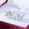 Women's Simple Crystal Zircon Drop Earrings In Environmental Protection Copper With Electroplated Six Claw Crown Geometric Design