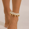 Women's Simple Doublelayer Geometric Imitation Pearl Anklet Made Of Plastic And Resin