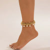 Women's Simple Doublelayer Geometric Imitation Pearl Anklet Made Of Plastic And Resin