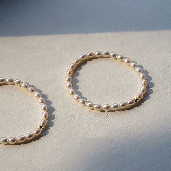 Women's Simple Elastic Freshwater Pearl Drop Shape Bracelet