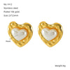 Women's Simple Elegant Light Luxury 316L Stainless Steel Heartshaped Titanium Steel Pearl Earrings With Geometric Design And Electroplating