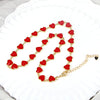 Women's Simple Enamel Heart Necklace With Electroplated Copper Water Wave Chain Fashion Jewelry