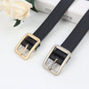 Women's Simple Fashion Belt With Alloy Square Buckle And Stitching Detail In Imitation Leather All Match Retro Style