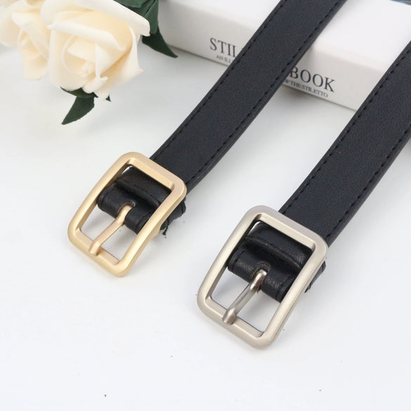 Women's Simple Fashion Belt With Alloy Square Buckle And Stitching Detail In Imitation Leather All Match Retro Style