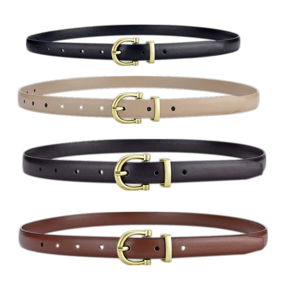 Women's Simple Fashion Jeans Belt Imitation Leather Alloy Buckle Electroplating Thread Decorative All Match Student Belt Cartoon Sweet Princess Small Fresh Style