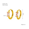 Women's Simple Fashion Square Zircon Inlaid 316L Stainless Steel 18K Gold Plated Geometric Earrings