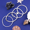 Women's Simple Faux Pearl Beaded Anklet And Bracelet Set With Heart And Flower Geometric Design Stylish Fashion Jewelry