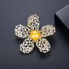 Women's Simple Flower Brooch Electroplated Copper Pin With Zircon Inlay Elegant Clothing Accessory