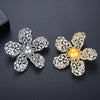 Women's Simple Flower Brooch Electroplated Copper Pin With Zircon Inlay Elegant Clothing Accessory