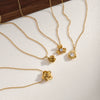Women's Simple Flower Zircon Pendant Necklace In Stainless Steel With 18K Gold Vacuum Plating And Geometric Clavicle Chain Design