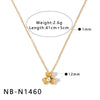 Women's Simple Flower Zircon Pendant Necklace In Stainless Steel With 18K Gold Vacuum Plating And Geometric Clavicle Chain Design