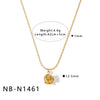 Women's Simple Flower Zircon Pendant Necklace In Stainless Steel With 18K Gold Vacuum Plating And Geometric Clavicle Chain Design
