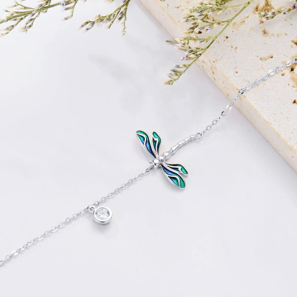 Women's Simple Fresh Elegant Copper Dragonfly Anklet Insect Pendant Ankle Chain Versatile Fashion Jewelry Gift