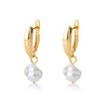 Women's Simple Freshwater Baroque Pearl Earrings Copper Electroplated Geometric Style