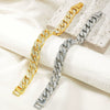 Women's Simple Full Rhinestone Cuban Chain Bracelet In Electroplated Zinc Alloy Personality Style Light Luxury Jewelry