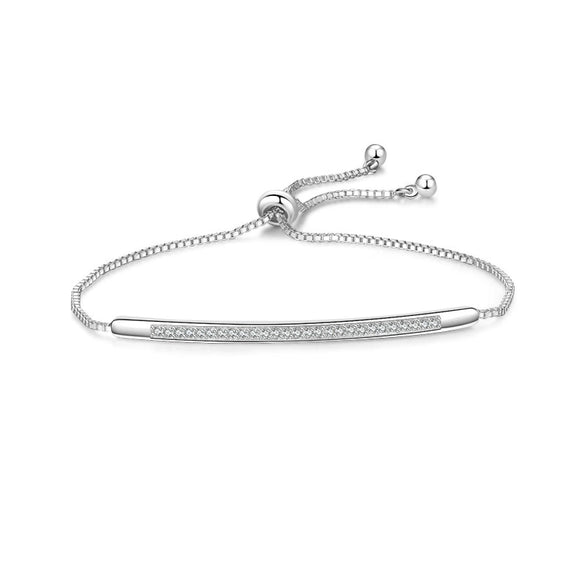 Women's Simple Geometric Alloy Bracelet With Micro Inlay Zircon Single Row Push Pull Adjustable Fashion Bracelet
