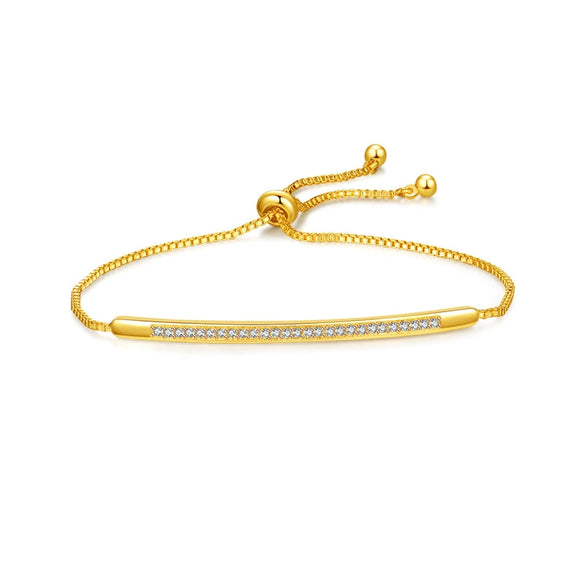 Women's Simple Geometric Alloy Bracelet With Micro Inlay Zircon Single Row Push Pull Adjustable Fashion Bracelet