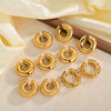 Women's Simple Geometric Circle Stainless Steel Ear Clips With Hollow Design And 18K Gold Vacuum Electroplating