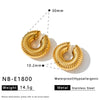 Women's Simple Geometric Circle Stainless Steel Ear Clips With Hollow Design And 18K Gold Vacuum Electroplating