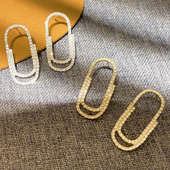 Women's Simple Geometric Copper Diamond Paper Clip Earrings