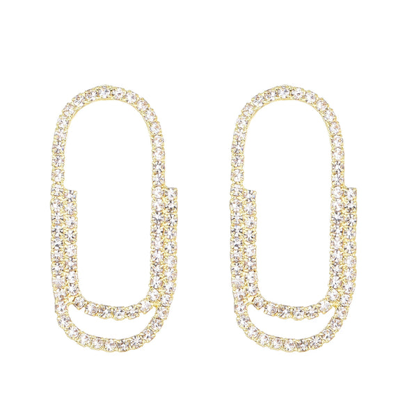 Women's Simple Geometric Copper Diamond Paper Clip Earrings