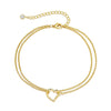 Women's Simple Geometric Copper Double Layer Anklet Adjustable Casual Foot Jewelry