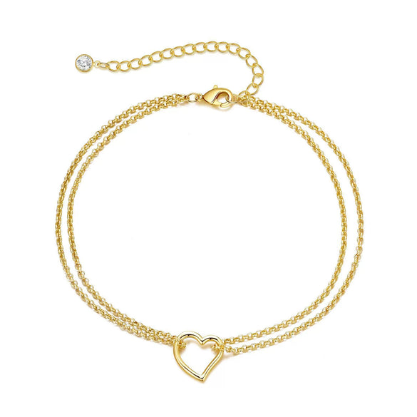 Women's Simple Geometric Copper Double Layer Anklet Adjustable Casual Foot Jewelry