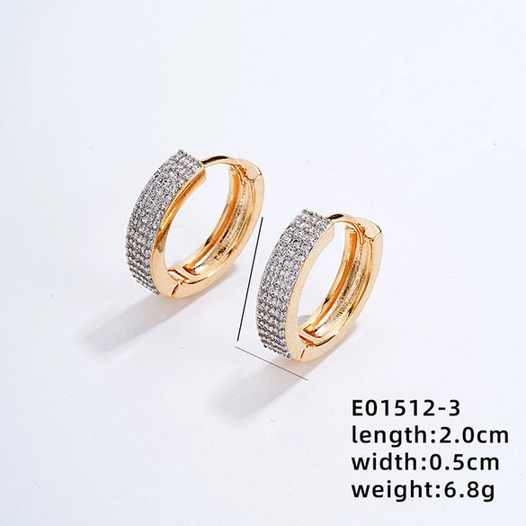 Women's Simple Geometric Copper Heartshaped Ushaped Ear Buckle Diamondembedded Electroplated Earrings Jewelry