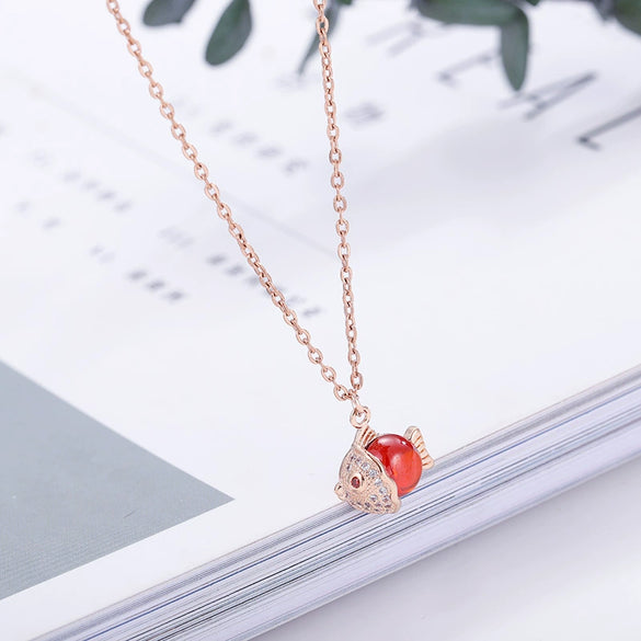 Women's Simple Geometric Copper Pendant Necklace With Rose Gold Tone Zircon Micro Inlay And Cross Chain