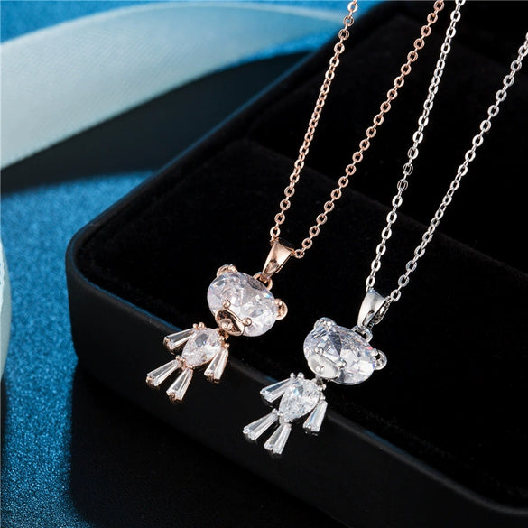 Women's Simple Geometric Copper Pendant Necklace With Rose Gold Tone Zircon Micro Inlay And Cross Chain