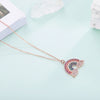 Women's Simple Geometric Copper Pendant Necklace With Rose Gold Tone Zircon Micro Inlay And Cross Chain