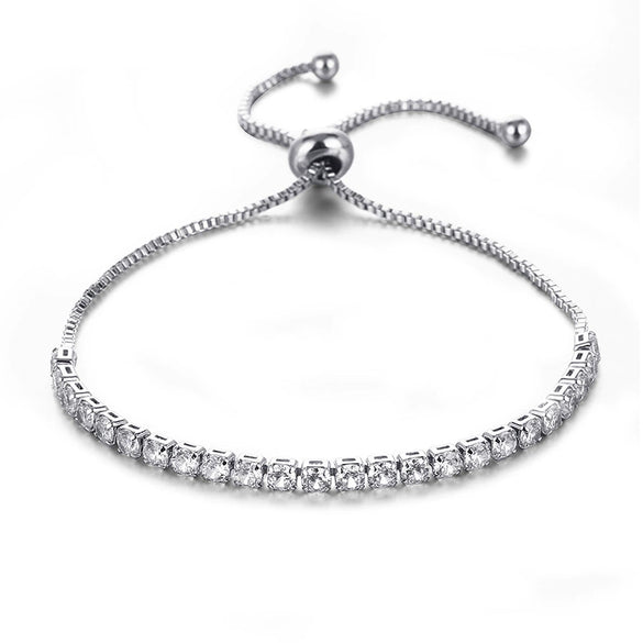 Women's Simple Geometric Copper Pull Bracelet With Claw Set Zircon Diamond Style Fashion Jewelry