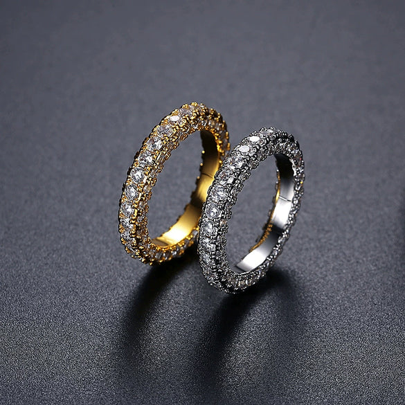 Women's Simple Geometric Copper Ring With Electroplated Micro Inlaid Zircon Full Diamond Light Luxury Jewelry